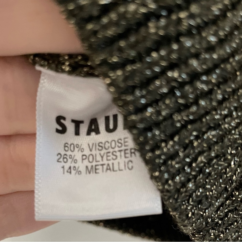 STAUD Cerro Metallic Ribbed-Knit Bustier Top Large.      13 - Picture 7 of 8